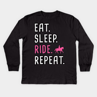 Eat. Sleep. Ride. Repeat. | Funny Horseback Riding Kids Long Sleeve T-Shirt